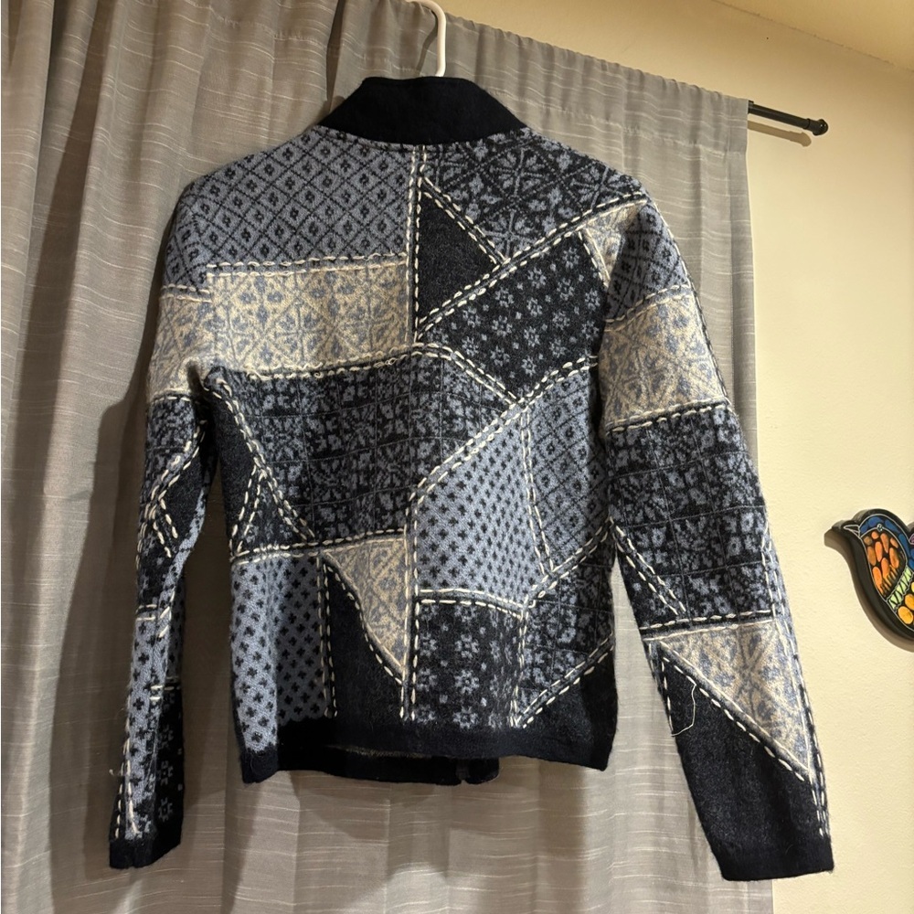 Vintage Patchwork Wool Talbots Zip Up Women's Size Large - Picture 4 of 6